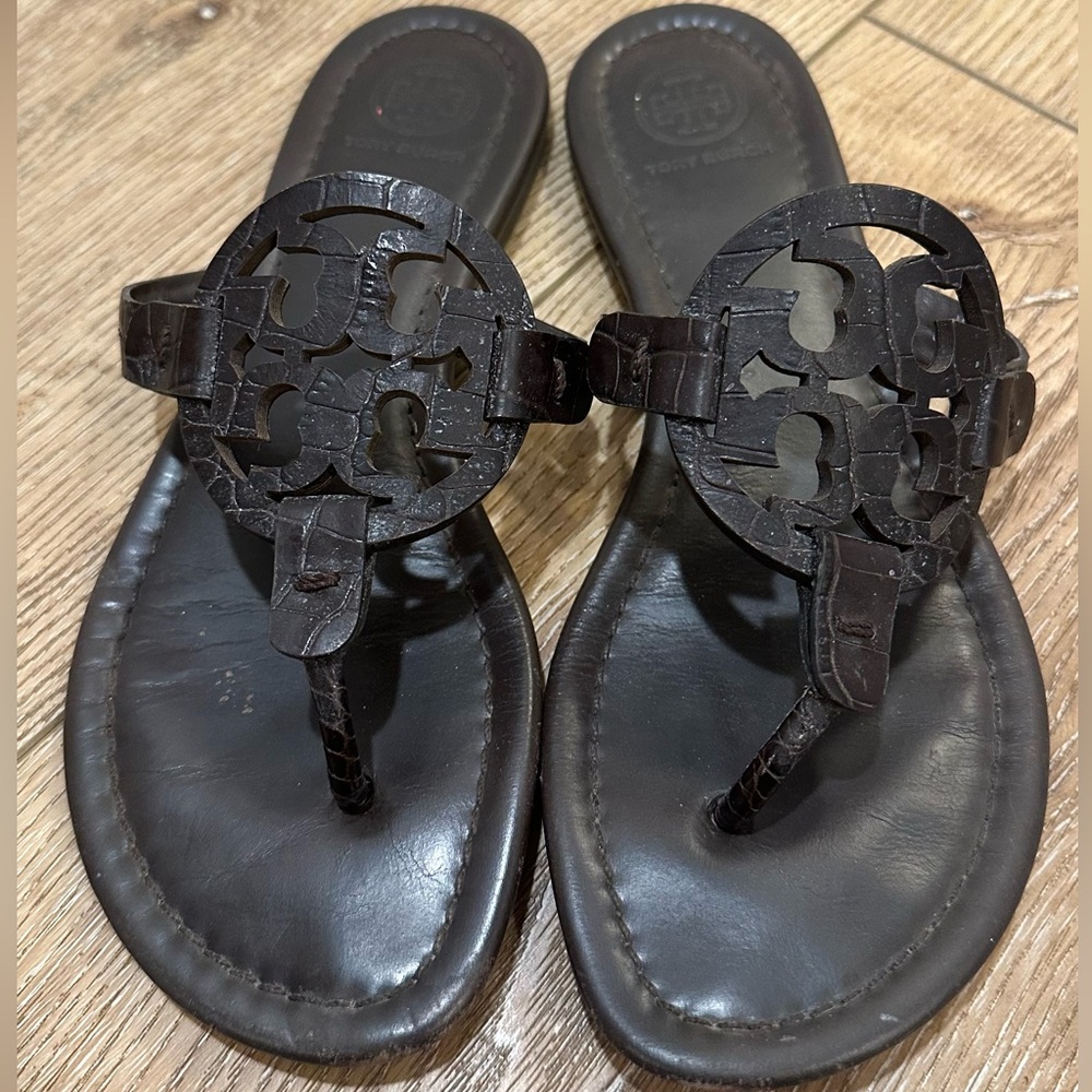 Tory Burch Dark Brown Leather Sandals